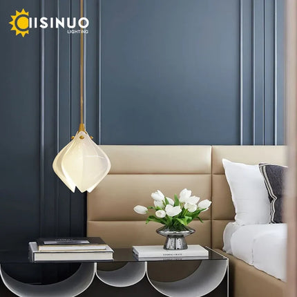 Lustre suspension en céramique motif magnolia — LZ4G7T9