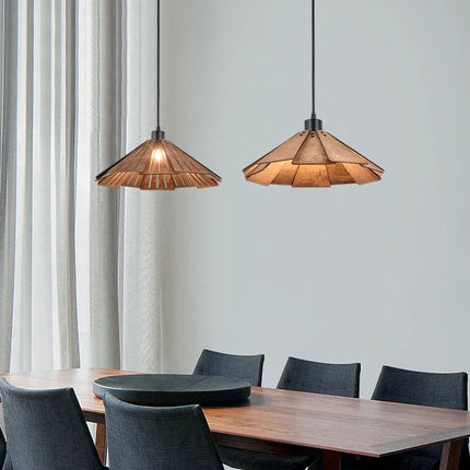 Suspension Wabi-Sabi en bois avec luminaires LED intégrés — LZ4X9Q2