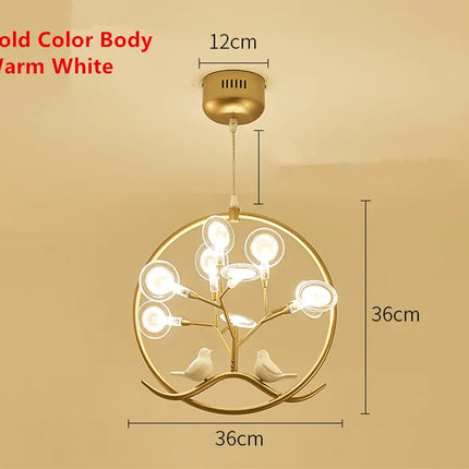 Lustre suspension cage à oiseaux design nordique branche d'arbre — LZ4M9Q1