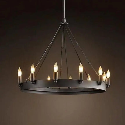Lustre rond industriel rétro américain avec LED — LZ4X9P2