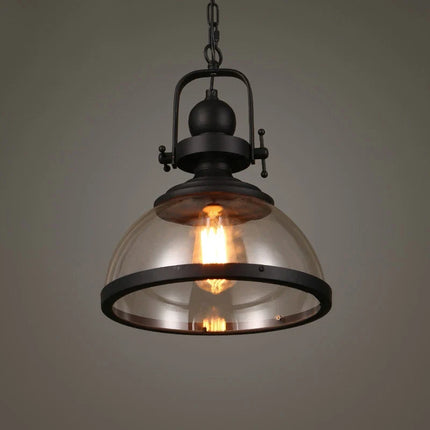 Suspension rétro en fer avec abat-jour en verre décoratif — LZ7XQ2