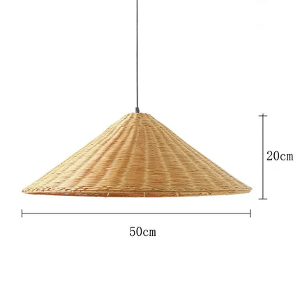 Suspension avec abat-jour rotin tricoté main design minimaliste — LZ4X9T