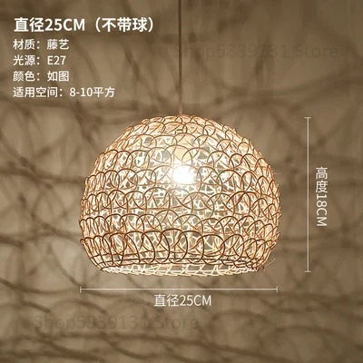 Suspension en rotin tissé aux influences nordique et japonaise — LZ4X9Q