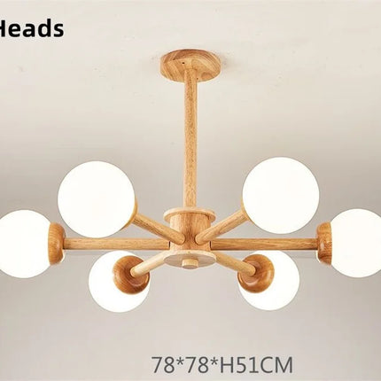 Lustre japonais en bois avec abat-jour en verre pour décoration intérieure — LZ4X9M