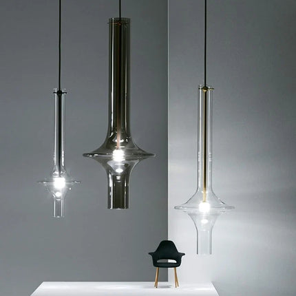 Lustre suspension en verre et bambou design italien pour commerces — LZ4X9P