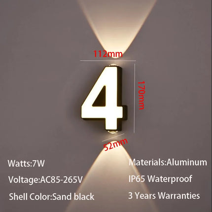 Applique murale LED étanche IP65 pour numéro, style moderne minimaliste en aluminium — LZ4X9Q2