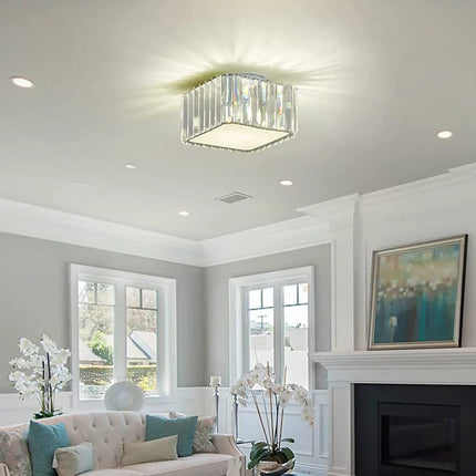 Plafonnier carré LED design cristal pour salon et chambre — LZ4X9P
