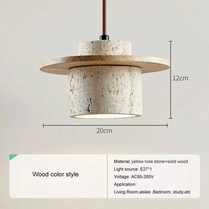 Suspension LED minimaliste japonaise en noyer et travertin — LZ4X9P