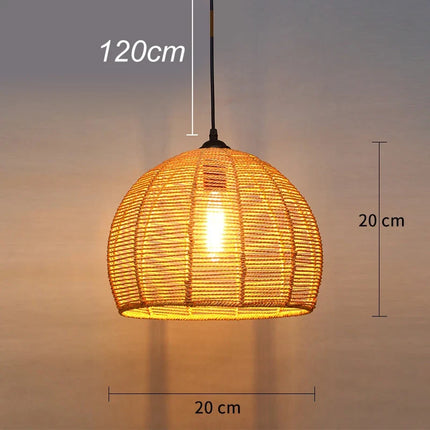 suspension en sisal vintage avec éclairage créatif et tissage élégant