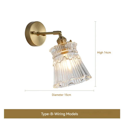 Applique murale LED scandinave en verre et laiton avec interrupteur à batterie — LZ4X9JQ