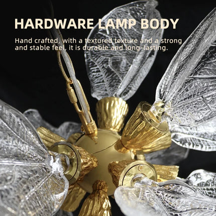Lustre moderne en résine et verre forme feuille pour intérieur — LZ4X9T