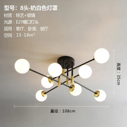 Lustre suspension nordique moderne à boules de verre LED — LZ4X9P