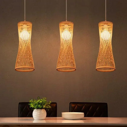 Lustre suspension en bambou et rotin tissé style japonais — LZ4X9M