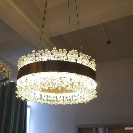 Lustre suspendu en cristal avec structure métal doré réglable — LZ4X9Q2F