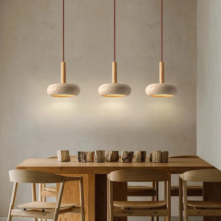 Suspension LED moderne en pierre et bois style japonais — LZ4G7T9