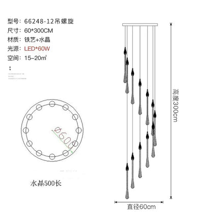 Lustre LED moderne en cristal pour escalier spacieux — LZ4X9P2