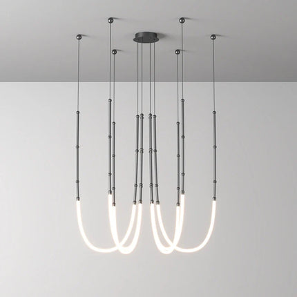 Lustre Art déco en métal noir avec éclairage LED intégré — LZ4X9P