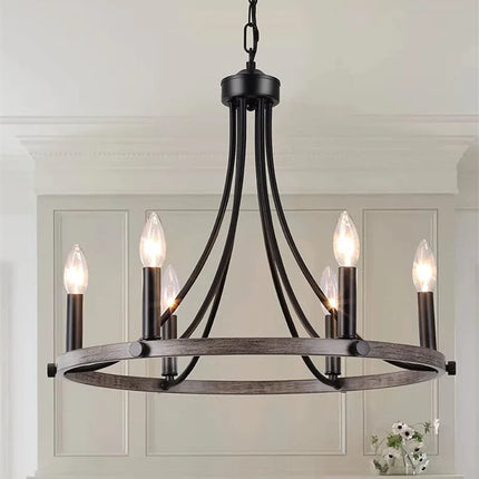 Lustre plafonnier fer forgé à 5 têtes LED E14 style bougies — LZ4X9P