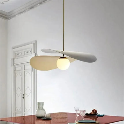 Suspension design en métal avec abat-jour tissu motif lotus style loft — LZ4D9XQ