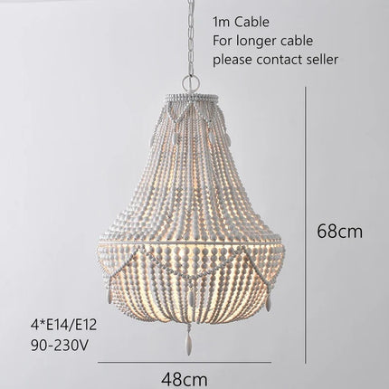 Suspension bohème artisanale en bois massif — LZ4X9T2