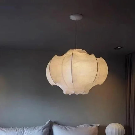 Lustre LED intérieur style wabi-sabi en soie japonaise — LZ4X9M