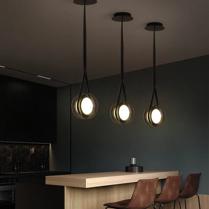 Lustre suspension design nordique en verre style yoyo — LZ4B7X9