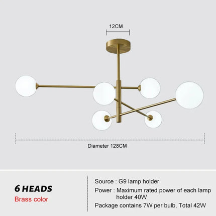 Lustre nordique en cuivre avec verre créatif et forme haricot — LZ4D9XQ