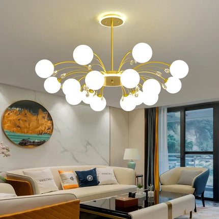 Lustre moderne en verre avec cristaux lumineux pour éclairage élégant — LZ4X9P