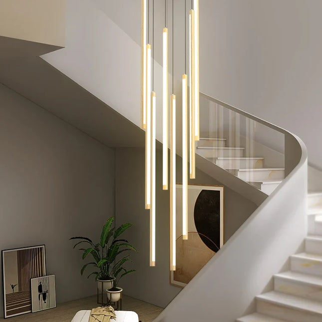 Lustre LED minimaliste rotatif effet grain de bois nordique — LZ4P9XJ2
