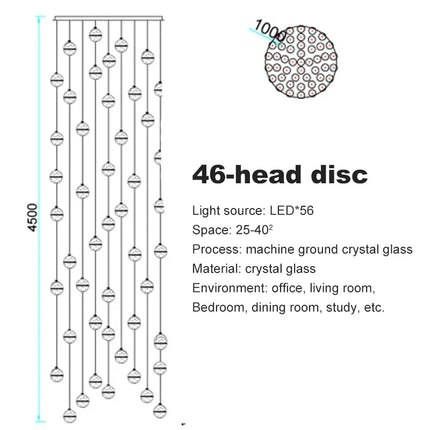 lustre en cristal moderne avec boule tournante led suspendue
