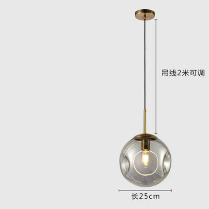 Lustre suspension industrielle à boule en verre moderne nordique — LZ4P9XQ