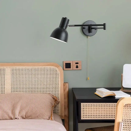 Applique murale LED à bras pivotant avec abat-jour en tissu plissé et métal — LZ4X9JQ