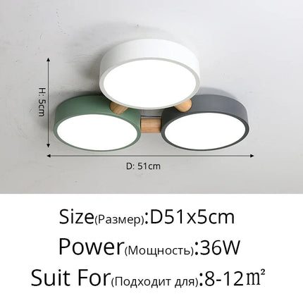 Plafonnier créatif macaron en bois LED multicolore pour intérieur — LZ4X9T2