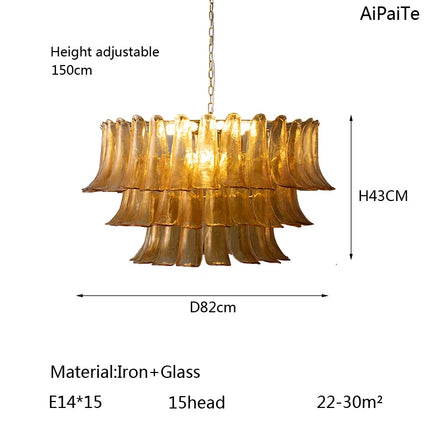 AiPaiTe lustre en verre LED scandinave pour salon salle à manger chambre lustre en verre ambre vintage américain