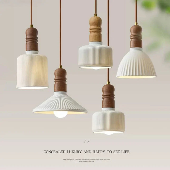 Lustre suspension nordique en bois massif pour intérieur — LZ4X9P