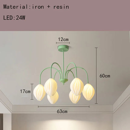 Lustre en résine avec abat-jour métallique au style romantique — LZ4F7Q2