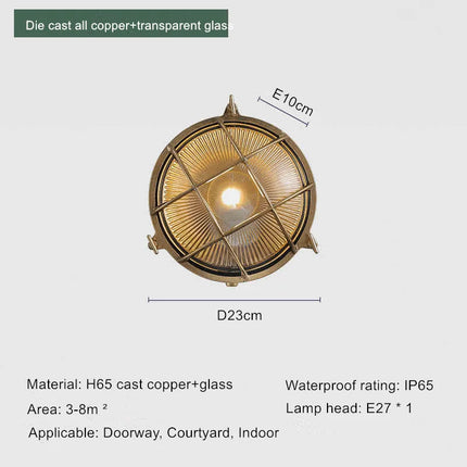 Applique murale extérieure en laiton style industriel étanche — LZ3X9B