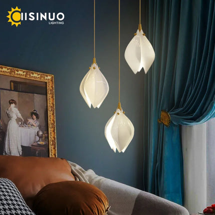 Lustre suspension en céramique motif magnolia — LZ4G7T9