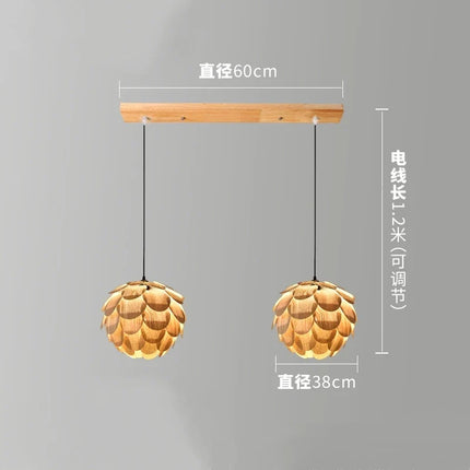 Lustre suspension en bambou forme pomme de pin LED nordique — LZ4X9T2