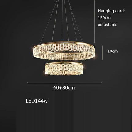 Lustre LED en cristal à anneaux multiples et formes losange et rond — LZ4X9P2