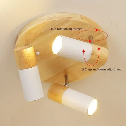 Plafonnier LED rotatif multi-têtes en bois style nordique décoratif — LZ4X9J