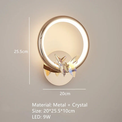 Applique murale LED papillon en cristal au design moderne — LZ4XJ7