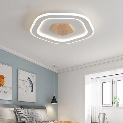 Plafonnier LED ultra-mince en bois massif style nordique moderne — LZ4X9P2Q