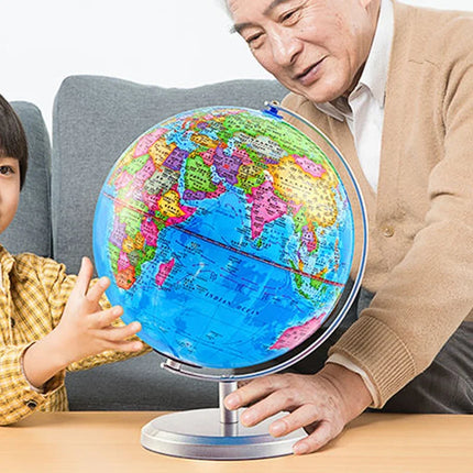Lampe de table globe étudiant géographie sur base métallique — LZ4N7Q2