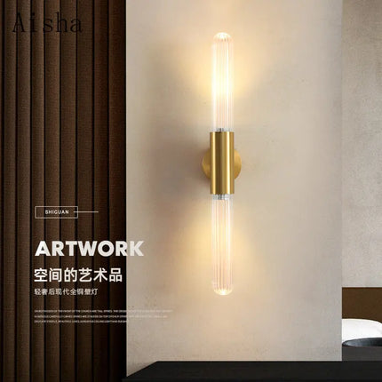 Applique murale décorative en verre doré lumineux design moderne — LZ4X9T2