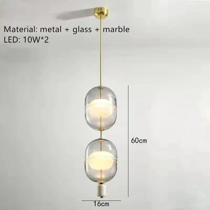 Suspension nordique en verre avec plafonnier marbre et métal — LZ4X9Q2
