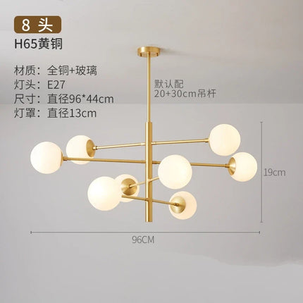 Lustre suspension nordique en verre et cuivre design moderne — LZ4X9T