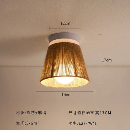 Plafonnier suspension en corde de chanvre style japonais rétro pour intérieur chaleureux — LZ4XJ9