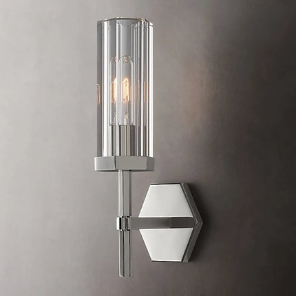 applique murale led de luxe américaine avec abat-jour en cristal et métal doré