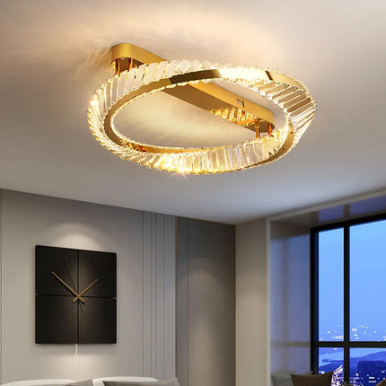 Suspension LED dorée avec cristal au design moderne et élégant — LZ4X9M